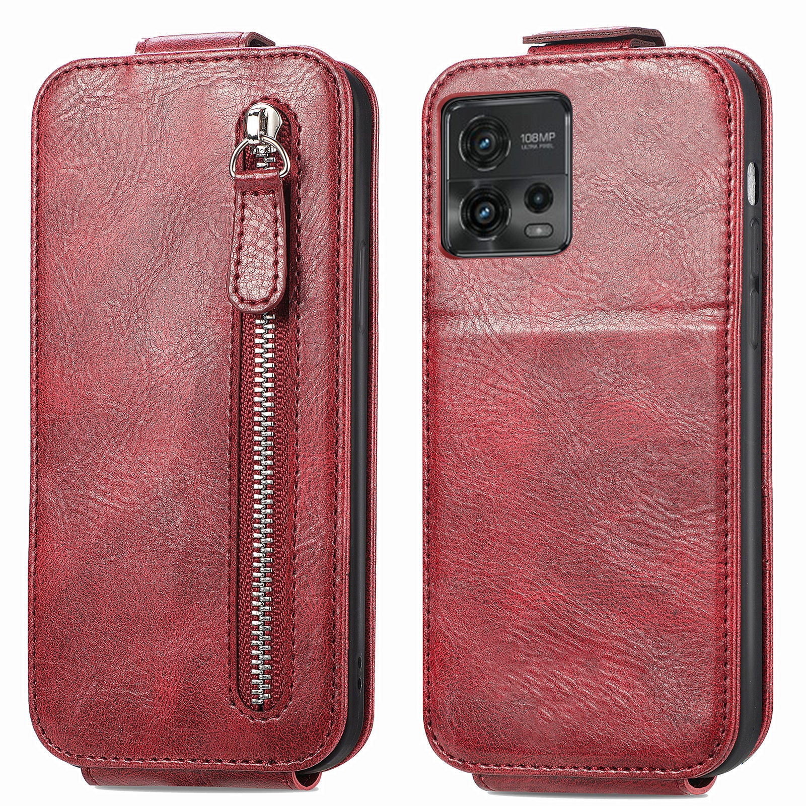 For Motorola Moto G72 4G Zipper Pocket PU Leather Vertical Flip Phone Case Wallet Stand Magnetic Closure Cover For Motorola Moto G72 4G Zipper Pocket PU Leather Vertical Flip Phone Case Wallet Stand Magnetic Closure Cover